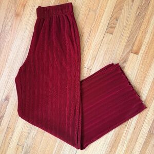 Abercrombie & Fitch Red Micro-Pleat Satin Look Wide Leg Pants